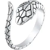 KUZZOI Silberring "Ring Herren Schlange Kraft 925 Silber" Gr. 62, schwarz, Fingerringe, Herren, 62, Silber 925 (Sterlingsilber), Silberring