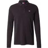 Tommy Hilfiger Poloshirt TOMMY JEANS "TJM SLIM PLACKET POLO LS EXT", Herren, Gr. L, schwarz, Jersey, Obermaterial: 100% Baumwolle, unifarben, slim fit hüftlang, Rippbündchen, Shirts Poloshirt, mit Logostickerei