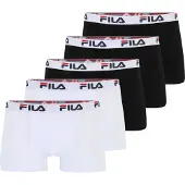 FILA Boxer "MAN BOXER SHORTS", Herren, Gr. XL, schwarz-weiß (3x schwarz, 2x weiß), Obermaterial: 95% Baumwolle, 5% Elasthan, körpernah, Unterhosen Boxer, mit Logobund