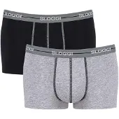 Sloggi Boxershorts "Boxershort Start Hipster C2P box 2er Pack", Herren, Gr. XL, schwarz (schwarz, grau), Obermaterial: 96% Baumwolle CO. 4% Elasthan EL., Unterhosen Boxershorts