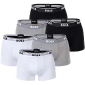 BOSS Boxershorts "Boxershort Trunk 3P Power 6er Pack", Herren, Gr. XL, bunt (weiß, grau, schwarz), Obermaterial: 95% Baumwolle CO. 5% Elasthan EL., Unterhosen Boxershorts