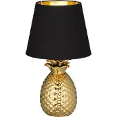 TRIO Edle Keramik-Tischlampe Pineapple in Gold-Schwarz