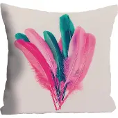 Queence Dekokissen "»Federn«", bunt (bunt, bedruckt), B:40cm L:40cm, Polyester, Dekokissen_Sitzkissen_Kissenhüllen, Dekokissen, Kissenhülle ohne Füllung, 1 Stück