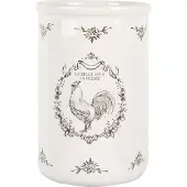 Clayre & Eef Zahnbürstenhalter Ø 8x12 cm Weiß Keramik Hahn