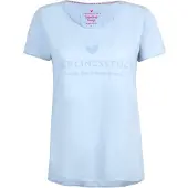 LIEBLINGSSTÜCK T-Shirt "CiaEp", Damen, Gr. L (40), blau (skyway), Jersey, Obermaterial: 100% Baumwolle, clean, unifarben, regular fit taillenbedeckt, Rundhals, Shirts T-Shirt, mit Logo-Print
