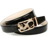 Anthoni Crown Ledergürtel , Damen, Gr. 75, schwarz, Leder, unifarben, Gürtel Ledergürtel, mit exklusiver Koppelschließe, Eidechse