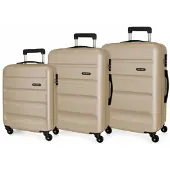 Joumma Bags ROLL ROAD Flex Champagne, ABS Reisekoffer-Set, 55-65-75cm, 5849469