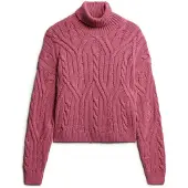 Superdry für Damen. W6110548A Geflochtener Strickpullover mit Polokragen rosa (XS), Lässig, Acryl