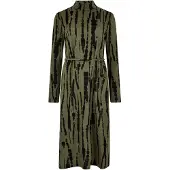 Apricot Druckkleid "Streifenkleid", Damen, Gr. XS (34), N-Gr, grün (khaki), Feinstrick, Obermaterial: 97% Polyester PES. 3% Elasthan EL., gemustert, Kleider Druckkleid, mit Stehkragen