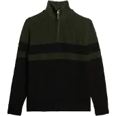 Superdry für Herren. M6110651A Henley-Strickpullover Cotton Classics Streifen olivgrün, schwarz (XL), Lässig, Baumwolle