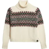 Superdry für Damen. W6110618A Rollkragenpullover mit Fairisle-Muster in Beige (M), Lässig, Wolle