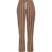 LASCANA Pyjamahose , Damen, Gr. 40/42, N-Gr, braun (braun gestreift), Single Jersey, Obermaterial: 50% Baumwolle, 50% Viskose, gestreift, Basic, Basic lang, Hosen Pyjamahose, mit Druck