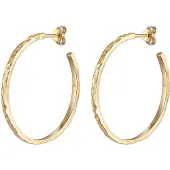 Elli Paar Ohrstecker "Ohrringe Creolen Stecker Gehämmert Organic Look 925 Silber" Gr. 24, gold, Ohrringe, Damen, 24, ohne Stein, Silber 925 (Sterlingsilber), Paar Ohrstecker