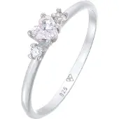 Elli Silberring "Ring Herz Zirkonia Liebe Verlobung 925 Silber" Gr. 56, weiß, Fingerringe, Damen, 56, Silber 925 (Sterlingsilber), Silberring