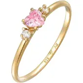 Elli Silberring "Ring Herz Zirkonia Liebe Verlobung 925 Silber" Gr. 52, pink, Fingerringe, Damen, 52, Silber 925 (Sterlingsilber), Silberring