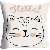 Queence Dekokissen "Hello", bunt (bunt, bedruckt), B:40cm L:40cm, Polyester, Dekokissen_Sitzkissen_Kissenhüllen, Dekokissen, Kissenhülle ohne Füllung, 1 Stück