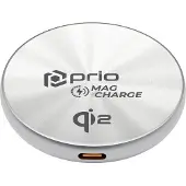 Prio Magnetisches kabelloses Ladegerät MAG (USB C) silber