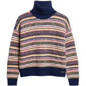 Superdry für Damen. W6110617A Marineblauer Pullover mit strukturiertem Streifenmuster (XS), Lässig, Wolle