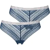 s.Oliver Brasilslip , Damen, Gr. 36/38, blau (marine), Obermaterial: 90% Polyamid, 10% Elasthan, unifarben, Unterhosen Brasilslip, aus grafischer Spitze