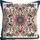 Queence Dekokissen "Ornament", bunt (bunt, ornamente bedruckt geblümt), B:40cm L:40cm, Polyester, Dekokissen_Sitzkissen_Kissenhüllen, Dekokissen, Kissenhülle ohne Füllung, 1 Stück