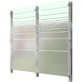 Staket Pro Zaun , silber (silberfarben), Pfosten: 3 Stk., Edelstahl, Glas, Zaunelemente, Zaun, Glaszaun, Gesamtlänge: 2,265 m, 3 Pfosten