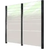 Staket Pro Zaun , grau (anthrazit), Pfosten: 3 Stk., Aluminium, Glas, Zaunelemente, Zaun, Glaszaun, Gesamtlänge: 2,289 m, 3 Pfosten