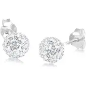 Elli Paar Ohrstecker "Ohrringe Kugel Funkelnd 925 Silber, mit Kristallen von Swarovski(R)", weiß, Ohrringe, Damen, Silber 925 (Sterlingsilber), Paar Ohrstecker