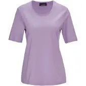 Goldner Basic Baumwollshirt mit kurzem Arm in flieder | Gr.: 48