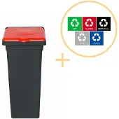 Northix Plafor - Fit Mülleimer mit Deckel 52l – Recycling – Rot