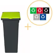 Plafor - Fit Mülleimer mit Deckel 75l – Recycling – Grün