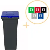 Northix Plafor - Fit Mülleimer mit Deckel 52l – Recycling – Blau
