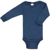 Engel - Baby-Body Langarm Mit Druckverschluss Schulter - Merinounterwäsche Gr 62/68 blau