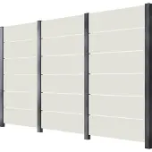 Staket Pro Zaun , grau, Pfosten: 4 Stk., Aluminium, Glas, Zaunelemente, Zaun, Glaszaun, Gesamtlänge: 3,284 m, 4 Pfosten
