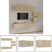 The Living Store 6-tlg. TV-Schrank-Set Sonoma-Eiche Holzwerkstoff