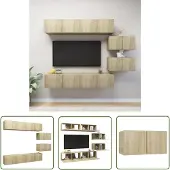 The Living Store 6-tlg. TV-Schrank-Set Sonoma-Eiche Holzwerkstoff