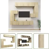 The Living Store 8-tlg. TV-Schrank-Set Sonoma-Eiche Holzwerkstoff