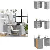 vidaXL Eckschreibtisch Betongrau 145x100x76 cm Holzwerkstoff - Schreibtische