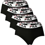 FILA Damen Hipster - 4er Pack Slip, Logo-Bund, Cotton Stretch, einfarbig