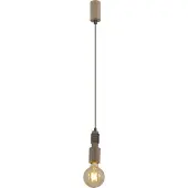 Näve Pendelleuchten - Holzbaldachin "BENTO" inkl. Textilkabel H: 124cm, Hängelampe im Natural Style, aus Holz in natur, 124 cm hoch, Ø 5 cm, E27-Fassung