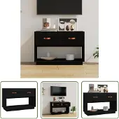 The Living Store TV-Schrank Schwarz 90x40x60 cm Massivholz Kiefer