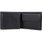 Esquire Leder Geldbörse Harry RFID Wallet Quer with Flap Black schwarz