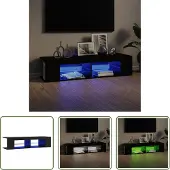 The Living Store TV-Schrank mit LED-Leuchten Schwarz 135x39x30 cm