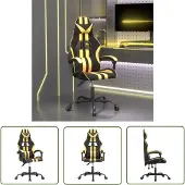 The Living Store Gaming-Stuhl Schwarz und Golden Kunstleder