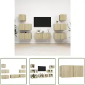 The Living Store 7-tlg. TV-Schrank-Set Sonoma-Eiche Holzwerkstoff