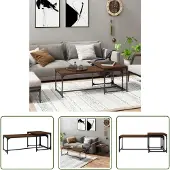 The Living Store Couchtische 2 Stk. Braun Eichen-Optik Holzwerkstoff