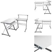 vidaXL Eck-Computertisch Weiß 132x112x99 cm Holzwerkstoff - Schreibtische