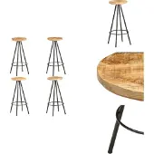 vidaXL Barhocker 4 Stk. Raues Mangoholz - Barhocker