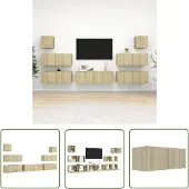 The Living Store 7-tlg. TV-Schrank-Set Sonoma-Eiche Holzwerkstoff