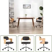 The Living Store Drehbarer Bürostuhl Schwarz Bugholz und Kunstleder