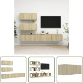 The Living Store 4-tlg. TV-Schrank-Set Sonoma-Eiche Holzwerkstoff